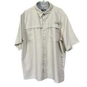 HABIT 40+ Solar Factor, Vented, Bone/Cream, Logo Outdoor, Fishing SHIRT Men's XL